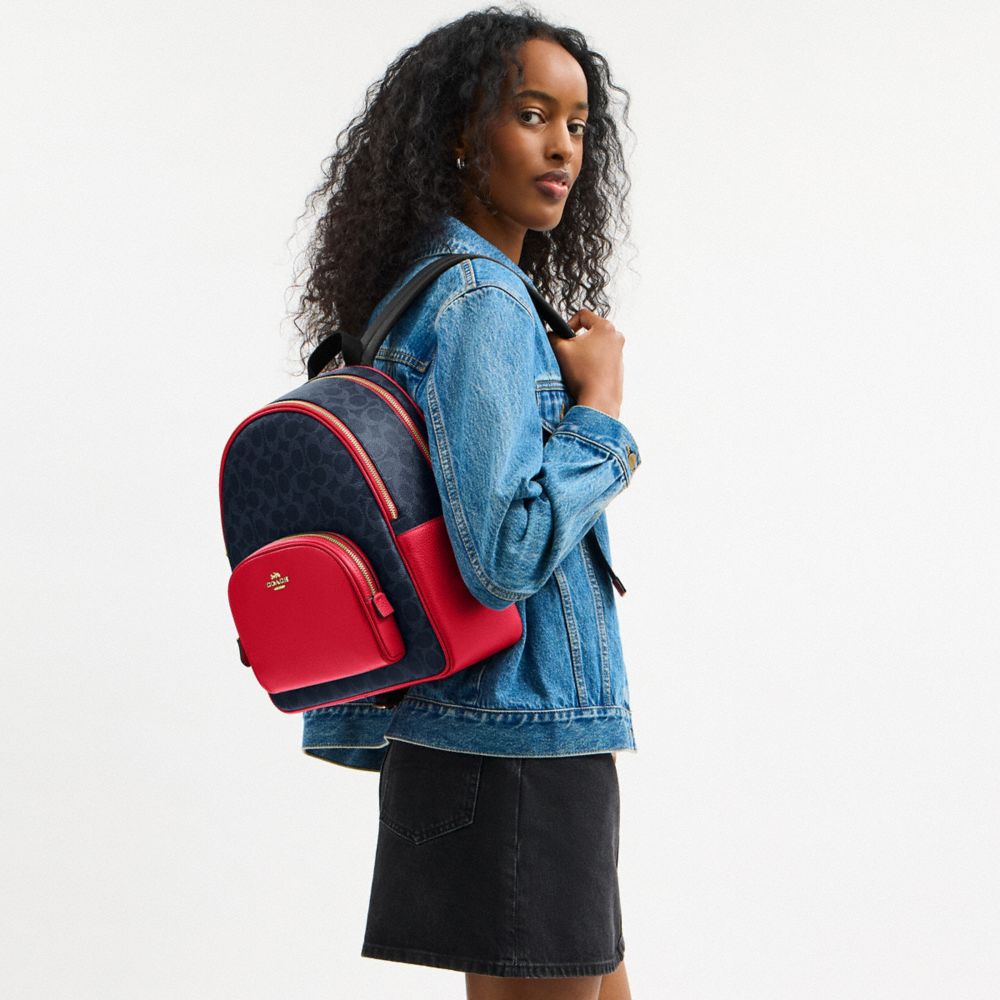 Court Backpack In Signature Canvas Signature Canvas-Im-Denim-Bold Red Signature Canvas-Im-Denim-Bold Red