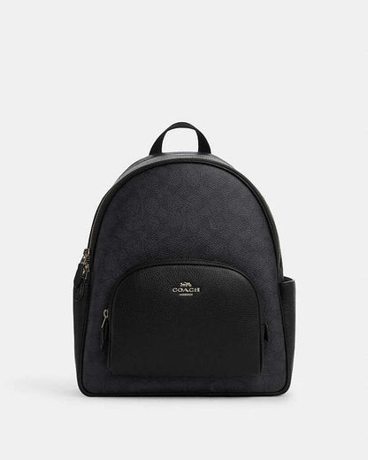 Court Backpack In Signature Canvas Signature Canvas-Gunmetal-Charcoal-Black Signature Canvas-Gunmetal-Charcoal-Black
