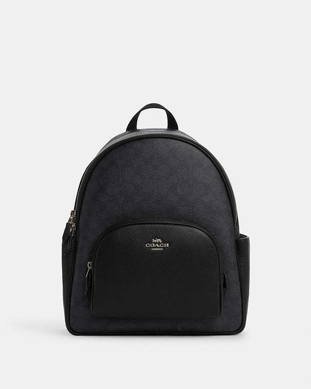 Court Backpack In Signature Canvas Signature Canvas-Gunmetal-Charcoal-Black Signature Canvas-Gunmetal-Charcoal-Black