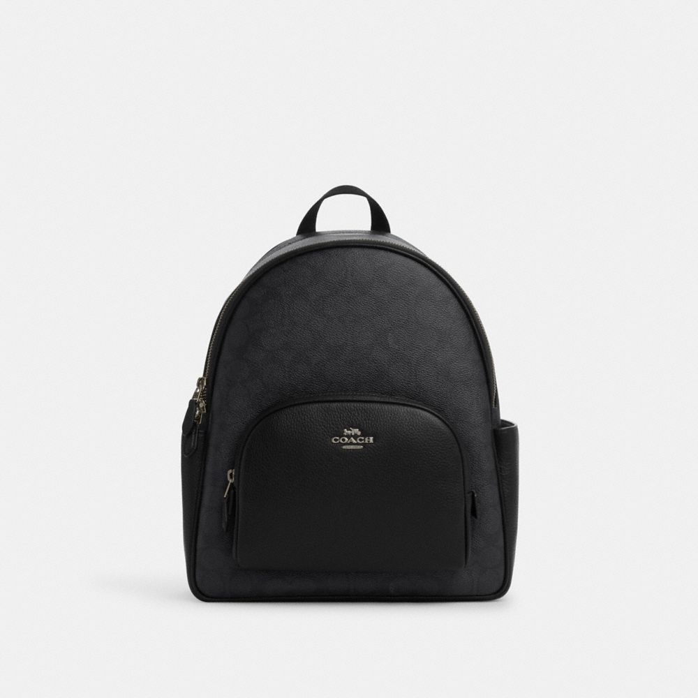 Court Backpack In Signature Canvas Signature Canvas-Gunmetal-Charcoal-Black Signature Canvas-Gunmetal-Charcoal-Black