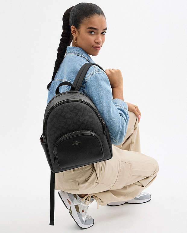 Court Backpack In Signature Canvas Signature Canvas-Gunmetal-Charcoal-Black Signature Canvas-Gunmetal-Charcoal-Black