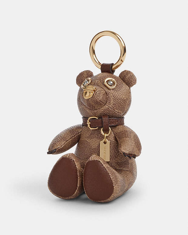 Collectible Bear Bag Charm In Signature Canvas Gold-Tan-Brown Gold-Tan-Brown