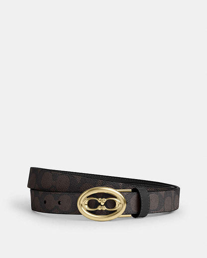 Signature Buckle Cut To Size Belt, 25 Mm Signature Canvas-Gold-Walnut Black Signature Canvas-Gold-Walnut Black