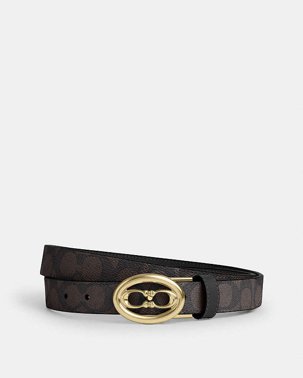 Signature Buckle Cut To Size Belt, 25 Mm Signature Canvas-Gold-Walnut Black Signature Canvas-Gold-Walnut Black