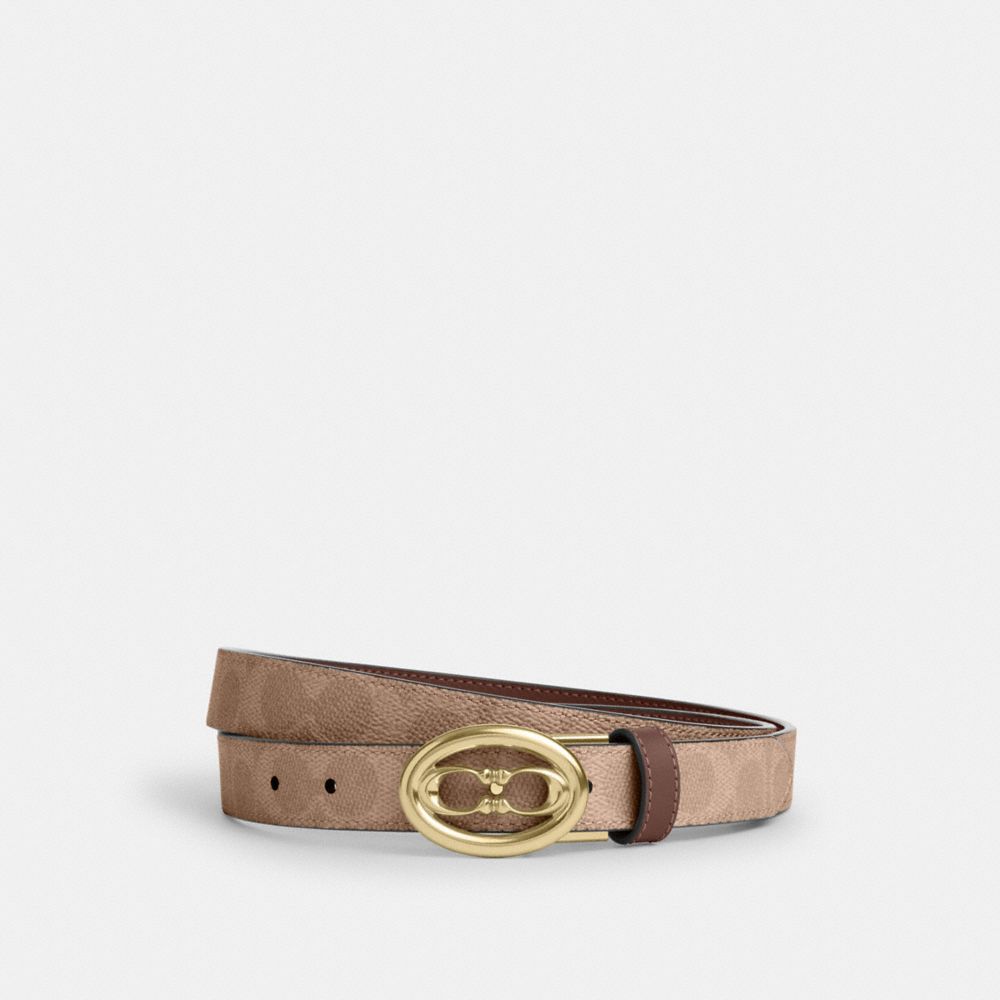 Coach Signature Buckle Cut To Size Belt, 25 Mm Gold Tan Brown