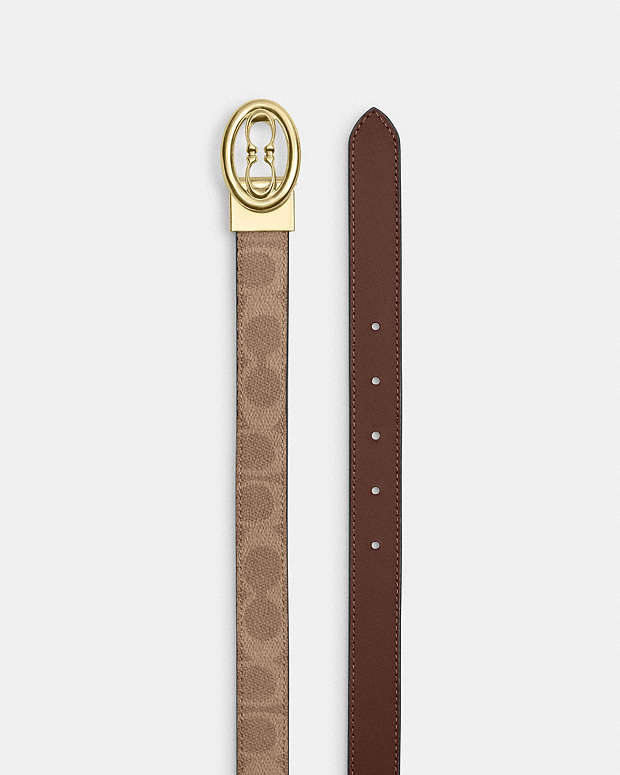 Signature Buckle Cut To Size Belt, 25 Mm Signature Canvas-Gold-Tan-Brown Signature Canvas-Gold-Tan-Brown