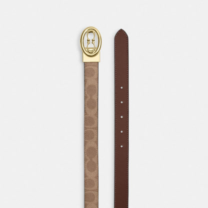 Coach Signature Buckle Cut To Size Belt, 25 Mm Gold Tan Brown