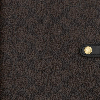 Coach Notebook In Signature Canvas Gold Walnut Black