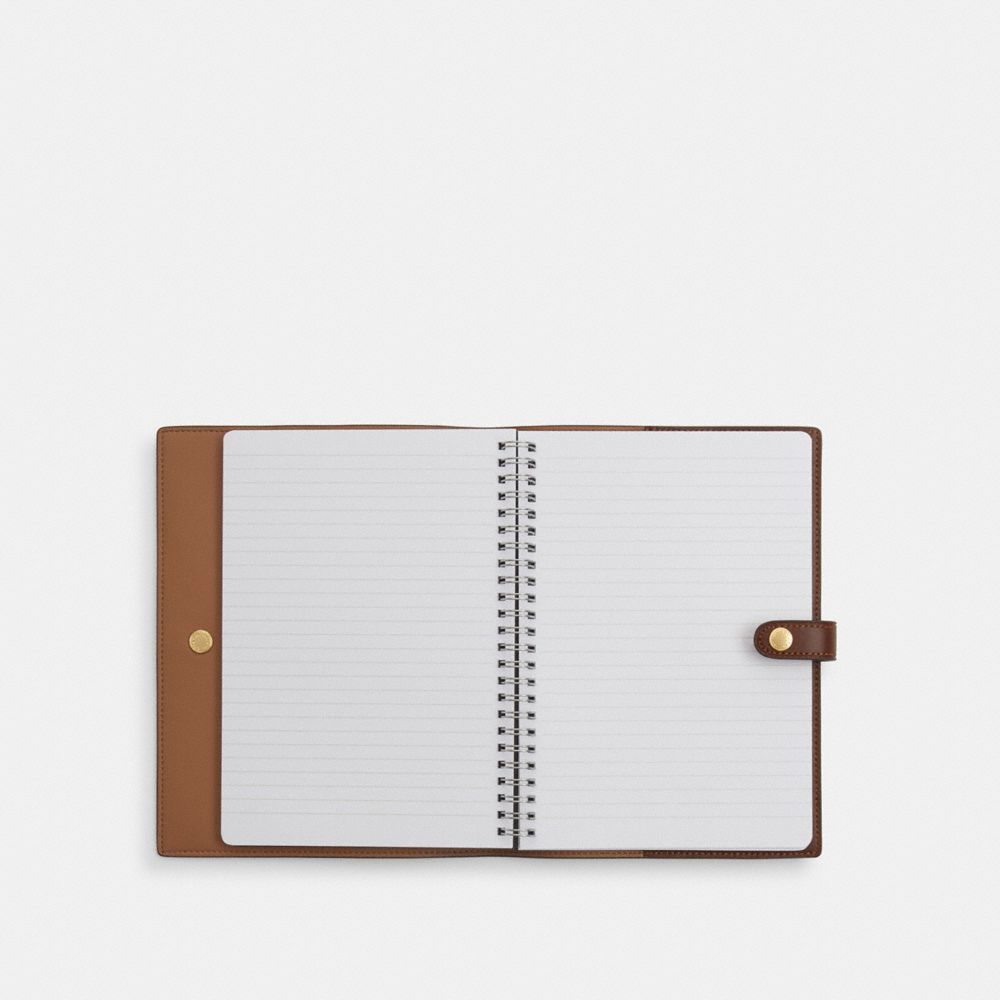 Coach Notebook In Signature Canvas Gold Tan Brown