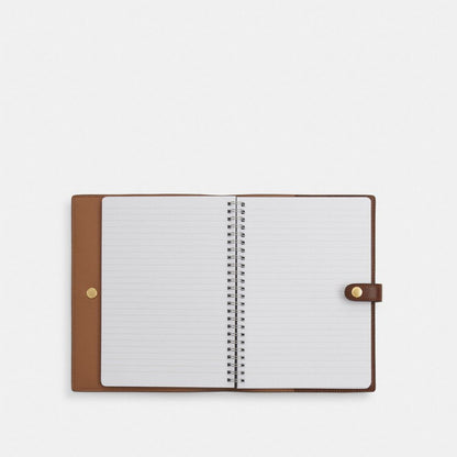 Coach Notebook In Signature Canvas Gold Tan Brown