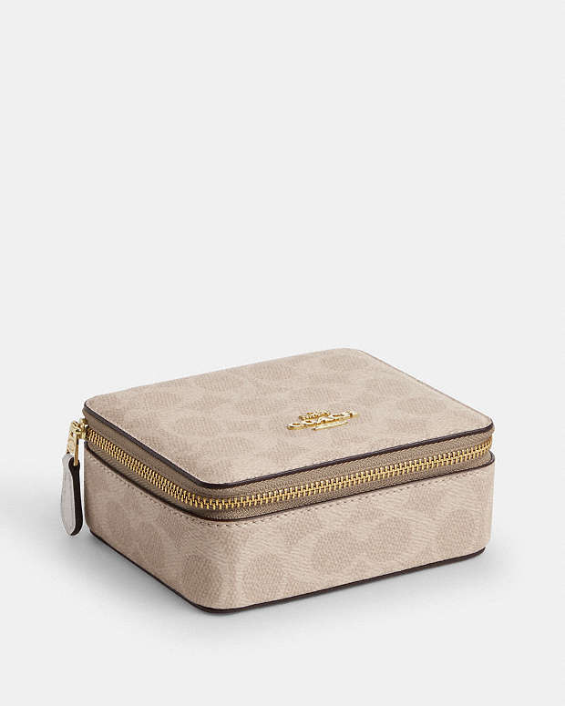 Large Jewelry Box In Signature Canvas Signature Canvas-Gold-Sand-Chalk Signature Canvas-Gold-Sand-Chalk