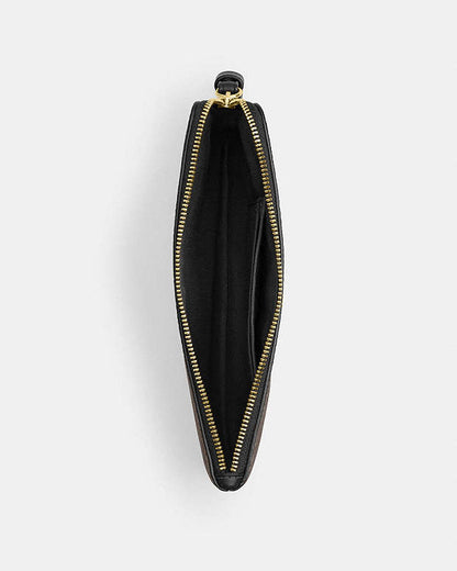 Large Corner Zip Wristlet In Signature Canvas Signature Canvas-Gold-Walnut-Black Signature Canvas-Gold-Walnut-Black