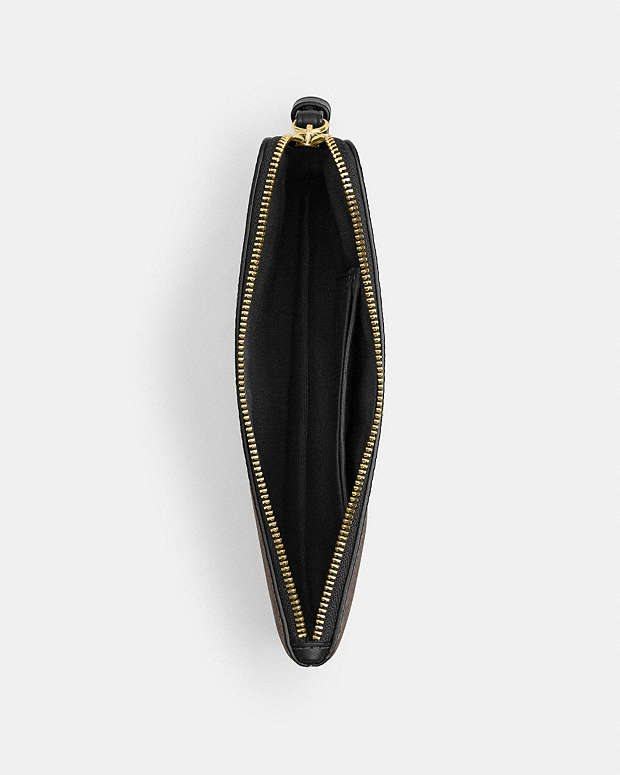 Large Corner Zip Wristlet In Signature Canvas Signature Canvas-Gold-Walnut-Black Signature Canvas-Gold-Walnut-Black