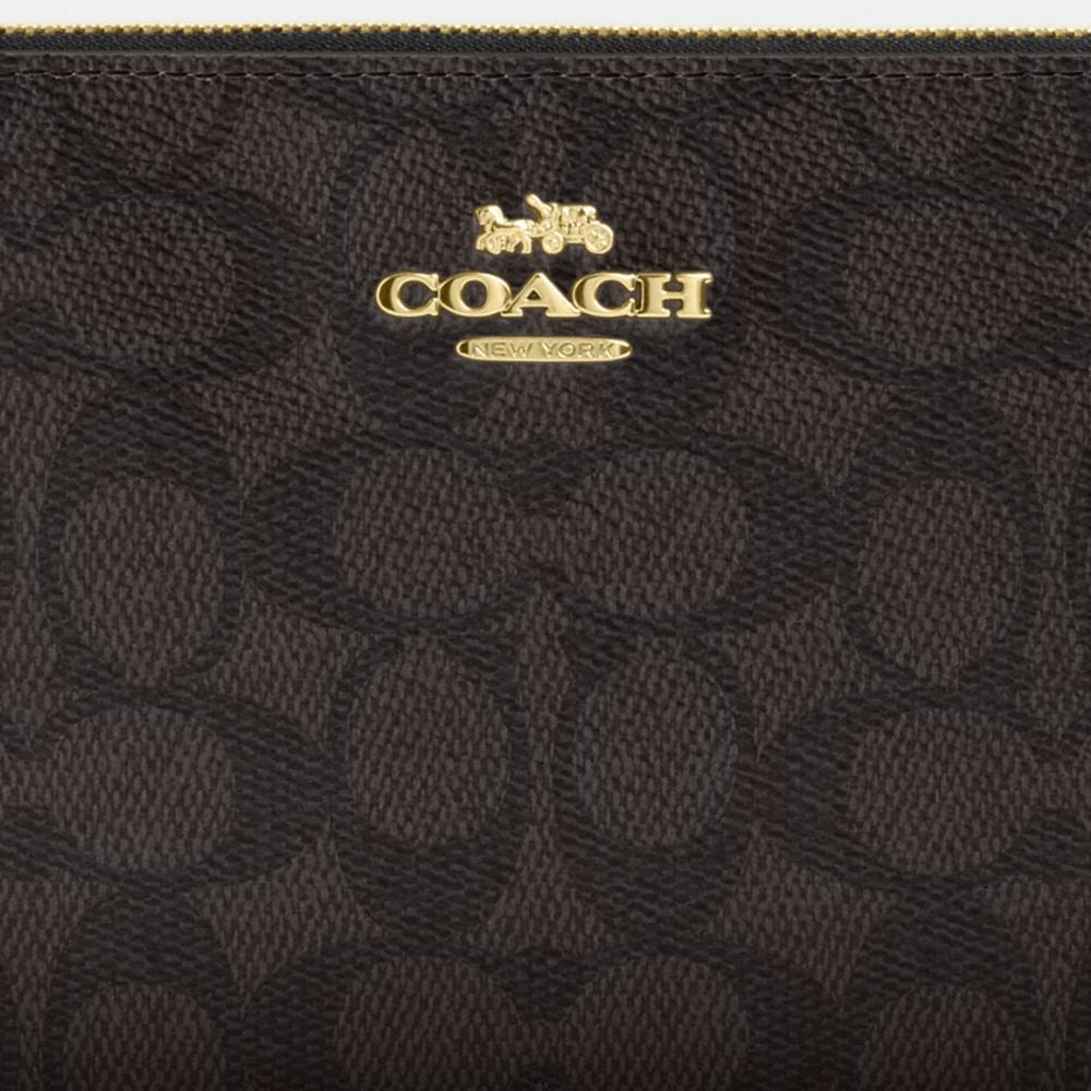Large Corner Zip Wristlet In Signature Canvas Signature Canvas-Gold-Walnut-Black Signature Canvas-Gold-Walnut-Black