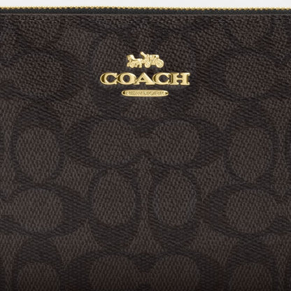 Large Corner Zip Wristlet In Signature Canvas Signature Canvas-Gold-Walnut-Black Signature Canvas-Gold-Walnut-Black