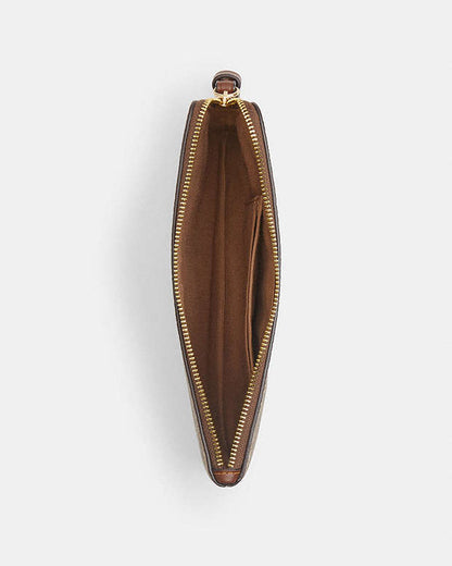 Large Corner Zip Wristlet In Signature Canvas Signature Canvas-Gold-Tan-Brown Signature Canvas-Gold-Tan-Brown