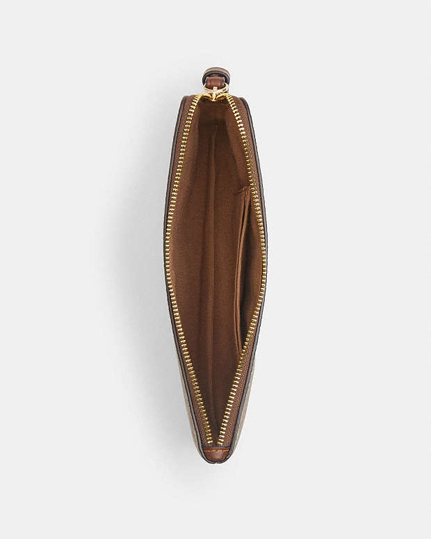 Large Corner Zip Wristlet In Signature Canvas Signature Canvas-Gold-Tan-Brown Signature Canvas-Gold-Tan-Brown