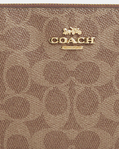 Large Corner Zip Wristlet In Signature Canvas Signature Canvas-Gold-Tan-Brown Signature Canvas-Gold-Tan-Brown