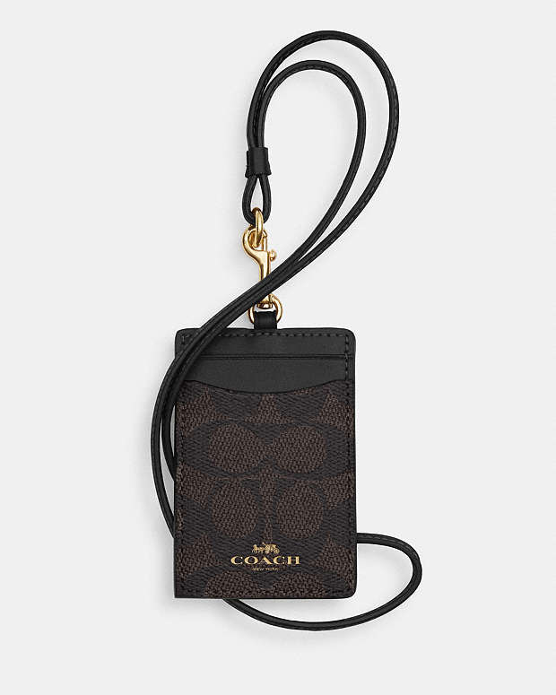 Id Lanyard In Signaure Canvas Signature Canvas-Gold-Walnut-Black Signature Canvas-Gold-Walnut-Black