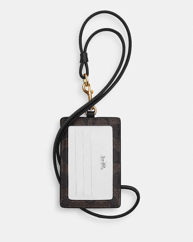 Id Lanyard In Signaure Canvas Signature Canvas-Gold-Walnut-Black Signature Canvas-Gold-Walnut-Black