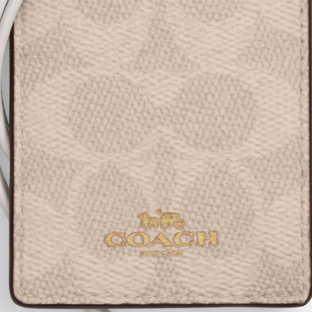 Coach Id Lanyard In Signaure Canvas Gold Sand Chalk