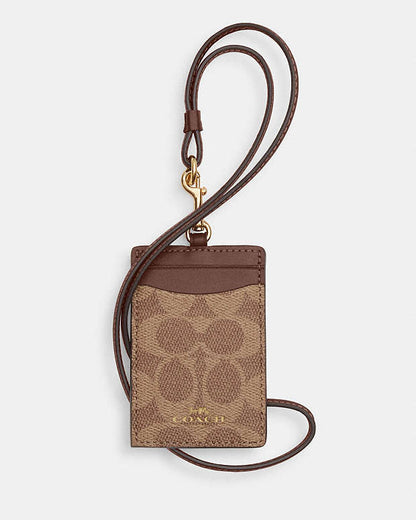 Id Lanyard In Signaure Canvas Signature Canvas-Gold-Tan-Brown Signature Canvas-Gold-Tan-Brown