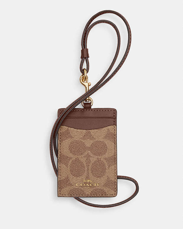 Id Lanyard In Signaure Canvas Signature Canvas-Gold-Tan-Brown Signature Canvas-Gold-Tan-Brown