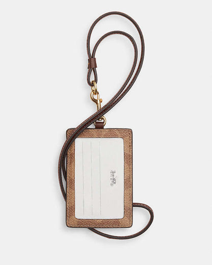 Id Lanyard In Signaure Canvas Signature Canvas-Gold-Tan-Brown Signature Canvas-Gold-Tan-Brown