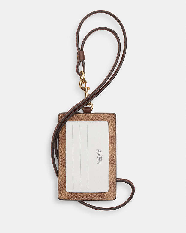 Id Lanyard In Signaure Canvas Signature Canvas-Gold-Tan-Brown Signature Canvas-Gold-Tan-Brown