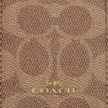 Coach Id Lanyard In Signaure Canvas Gold Tan Brown