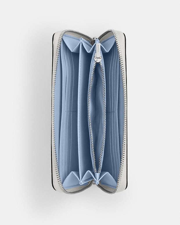 Long Zip Around Wallet In Signature Canvas With Coach Graphic Sv-Chalk-Bluebell Sv-Chalk-Bluebell