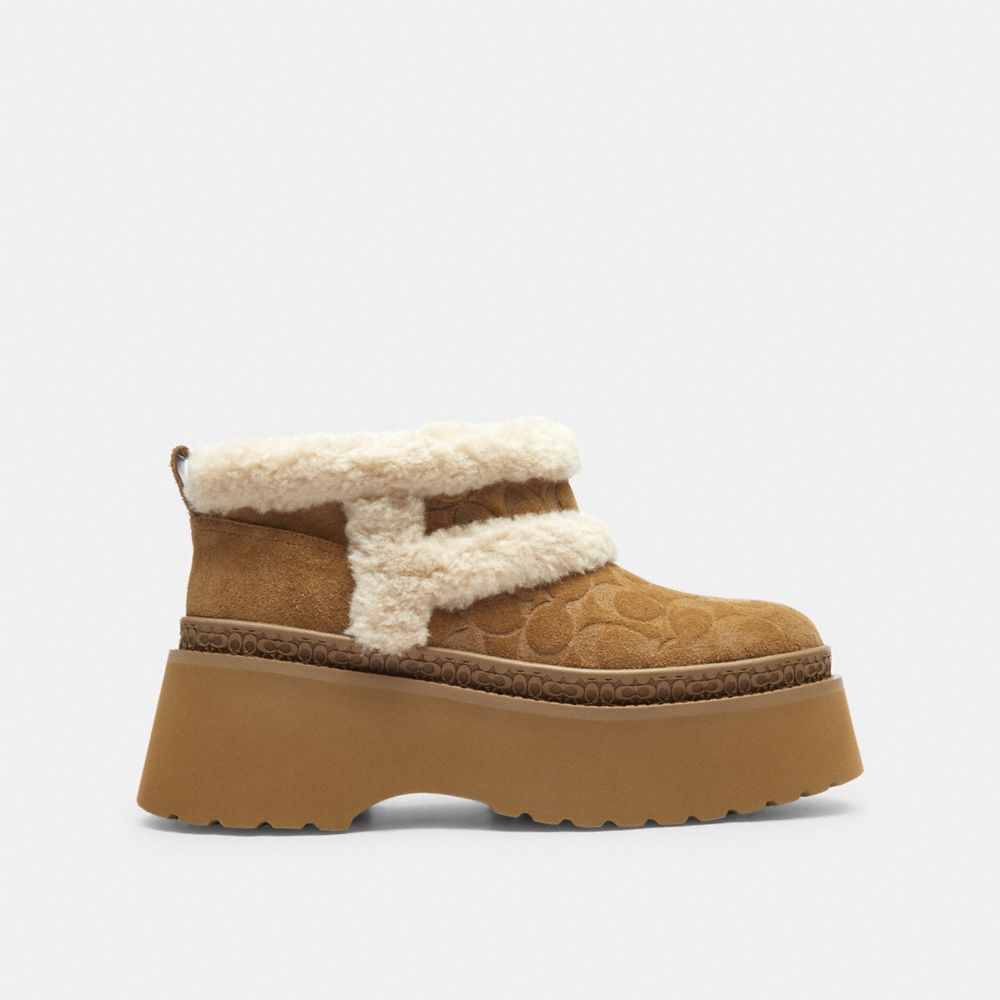 Coach Christina Bootie In Signature Suede Tobacco