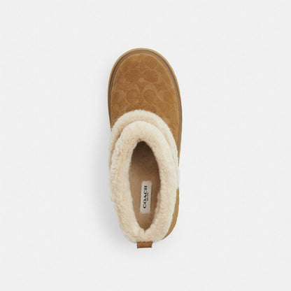 Coach Christina Bootie In Signature Suede Tobacco