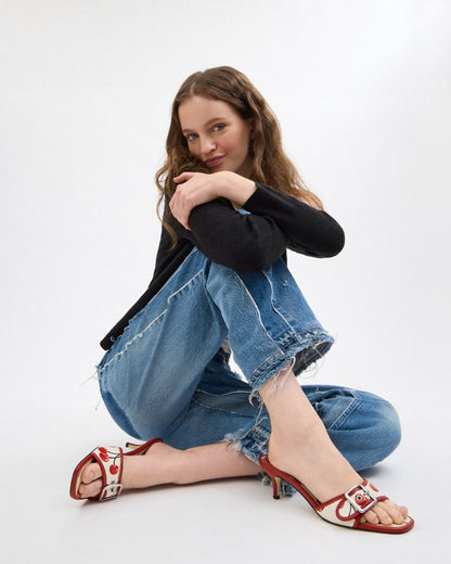 Coach Margot Sandal With Cherry Print Chalk Multi
