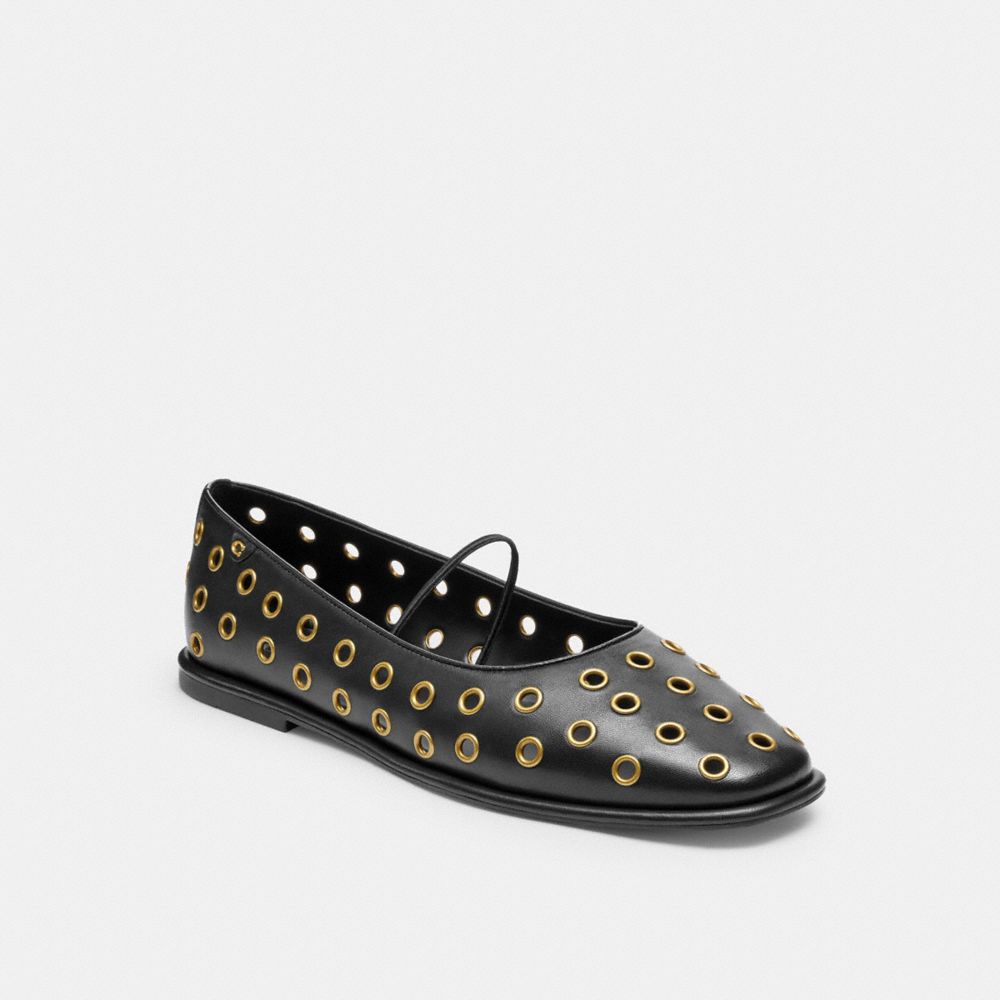 Coach Emilia Mary Jane With Grommets Black