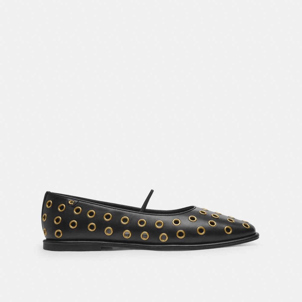 Coach Emilia Mary Jane With Grommets Black