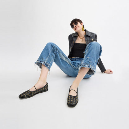 Coach Emilia Mary Jane With Grommets Black