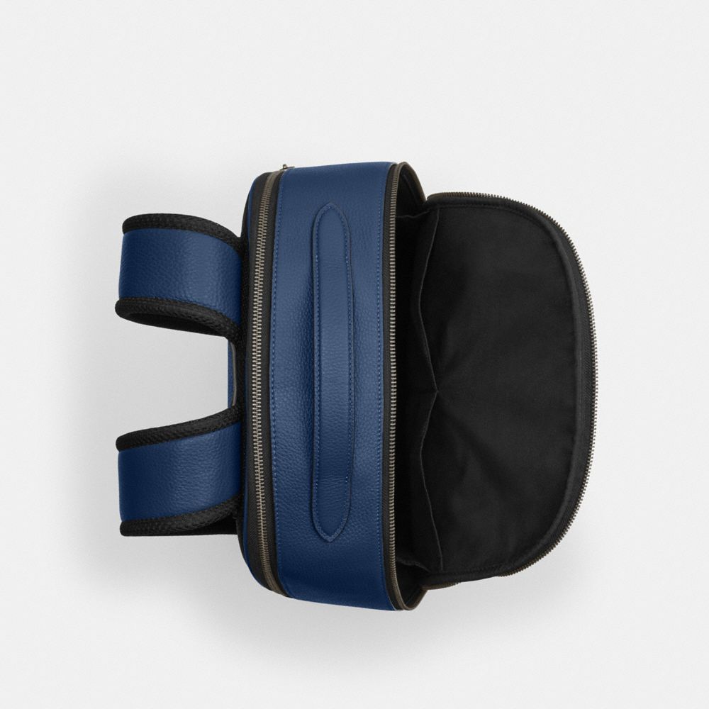Ethan Backpack Pebbled Leather-Gunmetal-Deep Blue Pebbled Leather-Gunmetal-Deep Blue