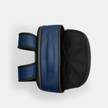 Ethan Backpack Pebbled Leather-Gunmetal-Deep Blue Pebbled Leather-Gunmetal-Deep Blue