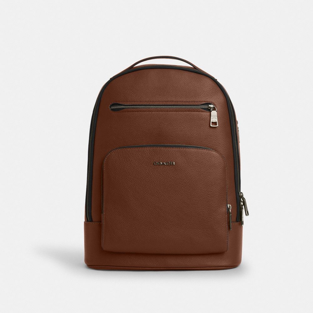 Ethan Backpack Pebbled Leather-Gunmetal-Saddle Pebbled Leather-Gunmetal-Saddle