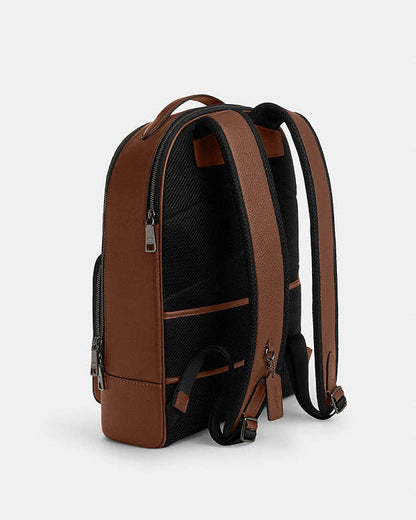Ethan Backpack Pebbled Leather-Gunmetal-Saddle Pebbled Leather-Gunmetal-Saddle
