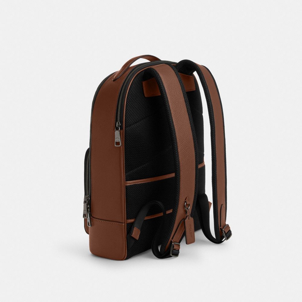 Ethan Backpack Pebbled Leather-Gunmetal-Saddle Pebbled Leather-Gunmetal-Saddle