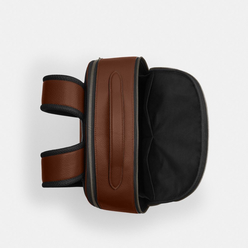 Ethan Backpack Pebbled Leather-Gunmetal-Saddle Pebbled Leather-Gunmetal-Saddle