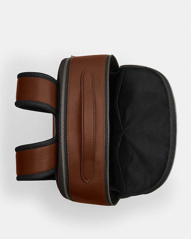 Ethan Backpack Pebbled Leather-Gunmetal-Saddle Pebbled Leather-Gunmetal-Saddle