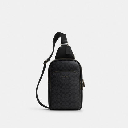 Coach Ethan Pack In Signature Canvas Gunmetal Charcoal Black