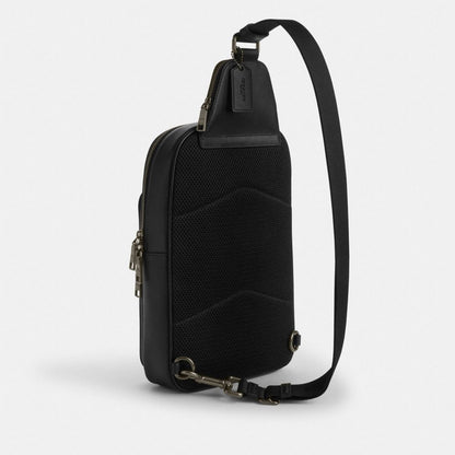 Coach Ethan Pack In Signature Canvas Gunmetal Tan Black