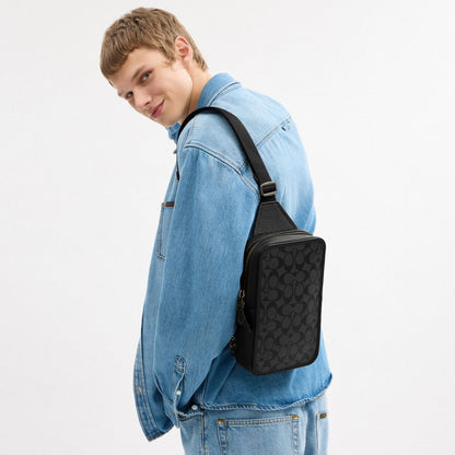 Coach Sullivan Pack In Signature Canvas Gunmetal Charcoal Black