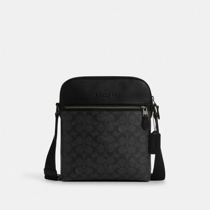Coach Houston Flight Bag In Signature Canvas Gunmetal Charcoal Black