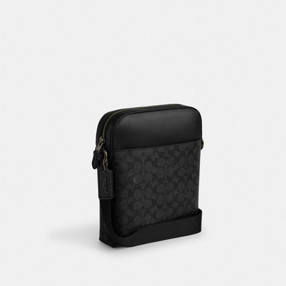 Coach Houston Flight Bag In Signature Canvas Gunmetal Charcoal Black