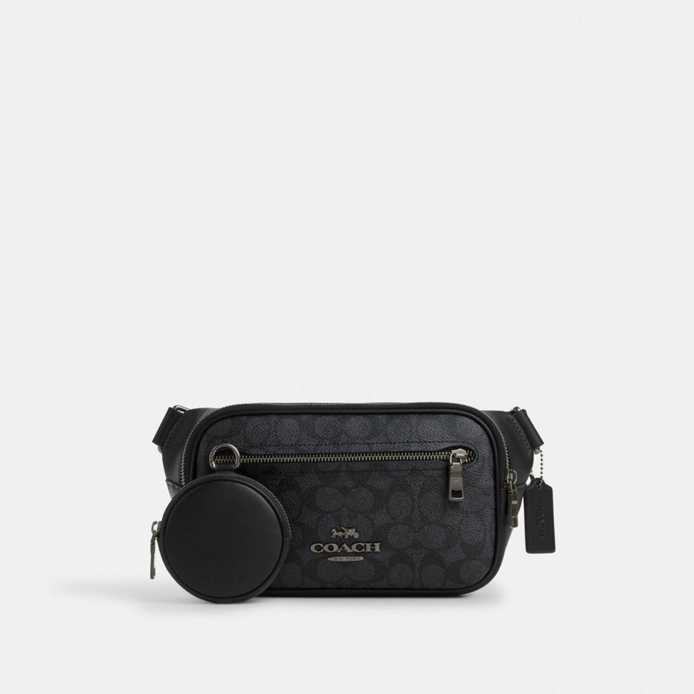 Elias Belt Bag In Signature Canvas Signature Canvas-Gunmetal-Charcoal-Black Signature Canvas-Gunmetal-Charcoal-Black
